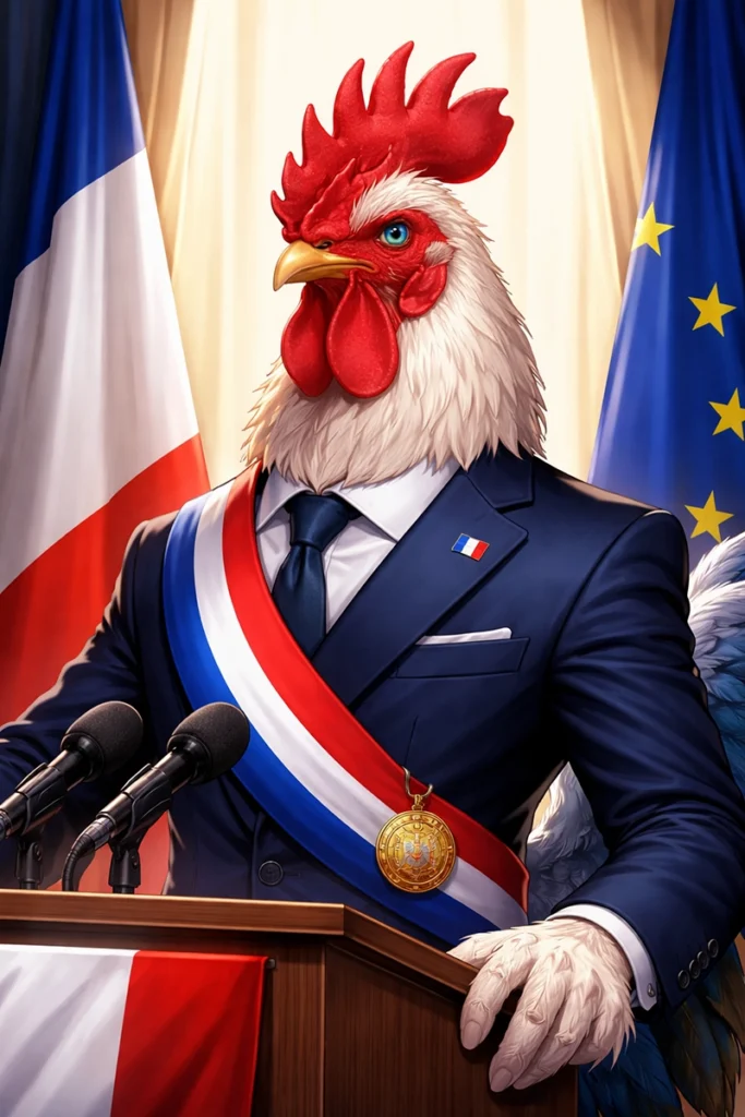 Le coq macron, un chapon.