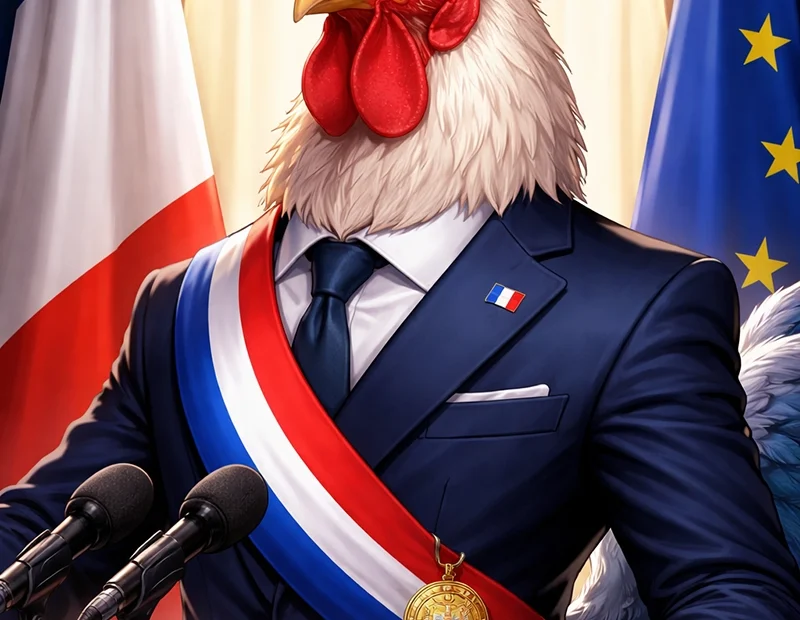 Le coq macron, un chapon.