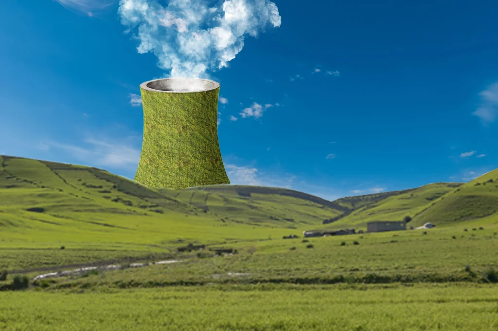 Tour de centrale nucléaire absorbant